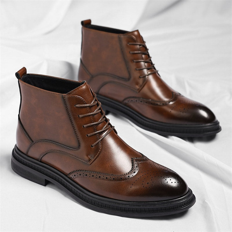 Regency Faux Leather Brogue Boots