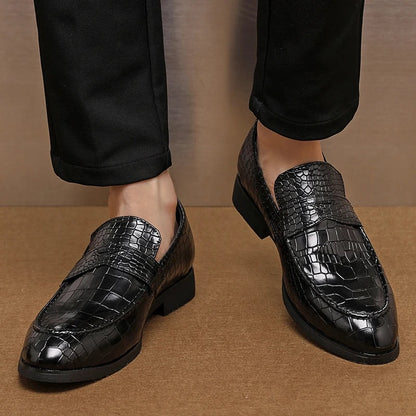 Savona Crocodile-Embossed Faux Leather Loafers