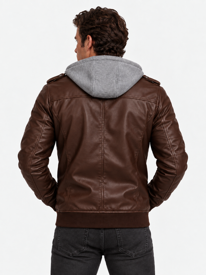 Men's Leather Jacket - Vanda + Free Wallet